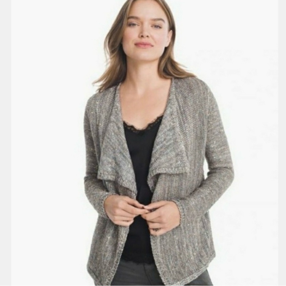 WHBM Silver Gray Sparkle Cardigan
